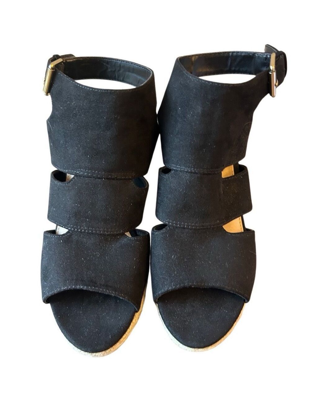EUC Apt. 9 wedge suede sandals sz 7.5 espadrille minimalist vacation